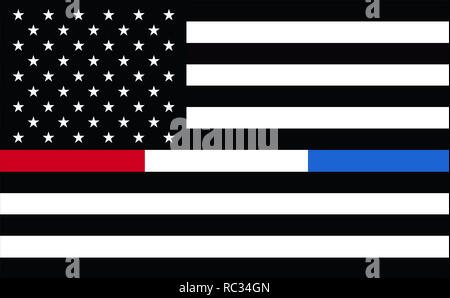 Die kombinierten Unterstützung für Polizei, Feuerwehr, 911, Korrekturen oder Bundesmittel in den Vereinigten Staaten. USA American 911 Flagge. Medizinische res Stockfoto