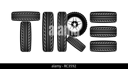 Räder und Reifen sind schwarz. Für ein Logo oder Emblem eines reifen Store oder Kfz-werkstatt. Für Reifenmontage Stock Vektor