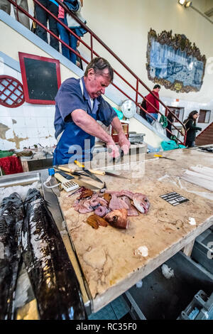 Funchal indoor Fischmarkt. Stockfoto