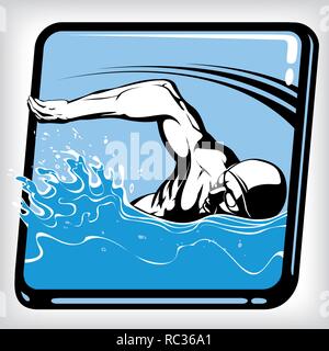 Dynamisches Symbol von swim Freestyle Stock Vektor