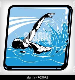 Dynamisches Symbol von swim Rückschlag Stock Vektor