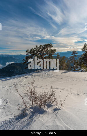Schneereiche Winter in den Bergen Rhodope in Bulgarien Stockfoto