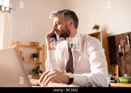 Geschäftsmann, arbeiten von Zuhause Stockfoto