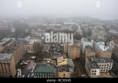 Blick von Südosten Blick von der Aussichtsplattform der Lettischen Akademie der Wissenschaften, Riga, Lettland, Baltikum, Dezember 2018 Stockfoto