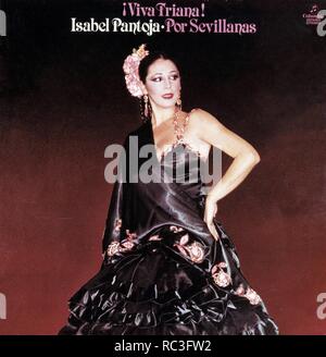 PANTOJA, Isabel. MARIA ISABEL PANTOJA MARTIN. CANTANTE ESPAÑOLA. SEVILLA. PORTADA DE DISCO VIVA TRIANA 1982. Stockfoto