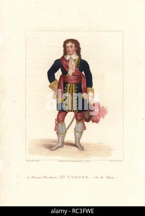 Herr John Cooper als Clement Cleveland im 'Pirat' im Theatre Royal Drury Lane. Papierkörbe Walze Kupferstich von Robert Cooper nach einem Gemälde von Michael William scharf. Von D. Terry's "British Theatrical Gallery, London, Henry Berthoud jr., 1825. Stockfoto