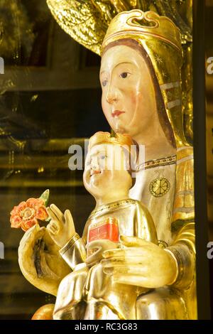 Escultura De La Grenzen ich Nin.Sant el Salvador de S'almudaina, Siglo XIV. Artà.Mallorca.Islas Baleares. España. Stockfoto