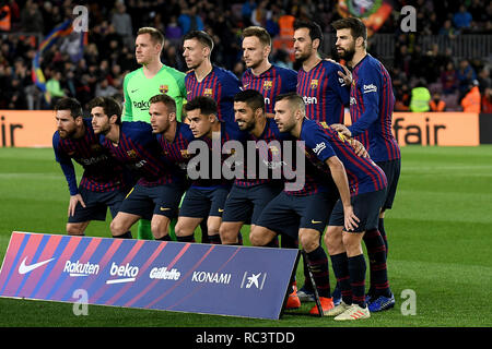 BARCELONA, 13-01-2019. LaLiga 2018 / 2019 Datum 19. Barcelona-Eibar. Barcelona team Gruppe während des Spiels Barcelona-Eibar. Stockfoto