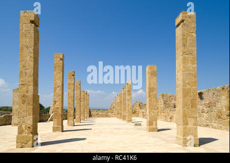 Alte verlassene Tonnara (Thunfisch Factory) im Naturschutzgebiet von Vendicari, in der Nähe von Noto und Marzamemi, Provinz von Syrakus, Sizilien, Italien Stockfoto