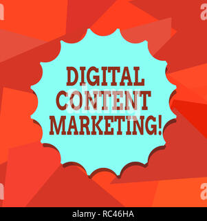 Wort schreiben Text Digital Content Marketing. Business Konzept für die Verteilung von Inhalten an eine Zielgruppe online Leer Dichtung mit Schatten für Label Stockfoto