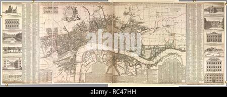 London und Westminster. Eine neue und genaue Plan der Städte London und W. London: Geo. Foster, 1738. Eine Karte von einem neuen und genauen Plan der Städte London und Westminster & der Stadtteil Southwark. Bild von einer neuen und genauen Plan der Städte London und Westminster & der Stadtteil Southwark zu diesem Jahr genommen, 1738 Iman. Bowen Sculp. Einer Skala von 2.640 Fuß [= 97 mm]. 2 Sh. 520 x 570 mm. /In London produzierte Ursprünglich veröffentlicht: Geo. Foster, 1738. . Quelle: Maps.K.. 20.33. Sprache: Englisch. Stockfoto