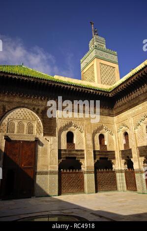 Medrese Bou Inania (S. XIV). Fes. Marruecos. Magreb. Afrika. Stockfoto