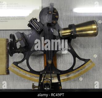 Marine Sextant. Anfang des 20. Jahrhunderts. Museum of History und Navigation. Riga. Lettland. Stockfoto