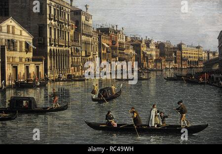 Canaletto (1697-1768). Italienischer Maler. Grand Canal nach Südosten vom Campo Santa Sophia zur Rialtobrücke, C. 1756. Detail. Gemaldegalerie. Berlin. Deutschland. Stockfoto