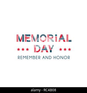 Memorial Day, usa patriotischen Urlaub ehren erinnern und Stock Vektor