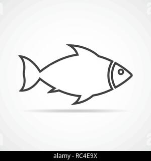 Einfache Fisch-symbol in flacher Ausführung. Vector Illustration. Graue Fisch-symbol auf hellen Hintergrund Stock Vektor