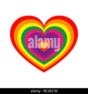 Farbige Herz für den Valentinstag. Abstraktes Herz auf weißem Hintergrund in flacher Ausführung. Vector Illustration. Stock Vektor