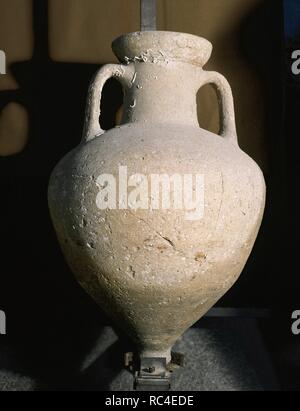 Griechische Kunst. Spanien. Amphore Massaliote Wein enthalten. 5.-3. Jahrhundert v. Chr. Archäologisches Museum von Girona. Katalonien. Stockfoto