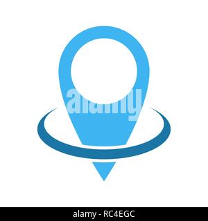 Karte Punkt Symbol in flacher Ausführung. Vector Illustration. blaue Zeiger auf weißem Hintergrund. Stock Vektor