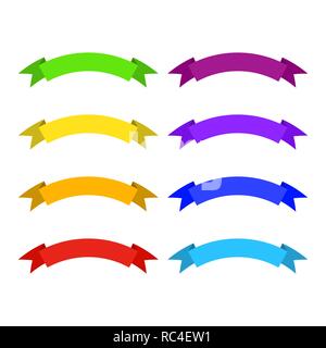 Ribbon Icons im flachen Design. Vector Illustration. Satz farbiger Ribbon icons isoliert Stock Vektor