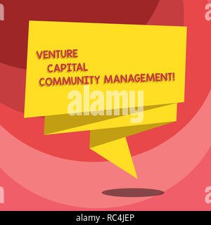 Text Zeichen angezeigt Venture Capital Community Management. Konzeptionelle foto Private Equity Capital analysisagement Gefaltet 3D-Ribbon Streifen Farbe Bla Stockfoto