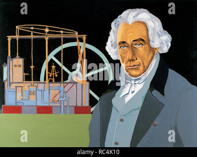WATT, James (Greenok 1736 - Heathfield, 1819). Schottischer Erfinder und Maschinenbauer. Stockfoto