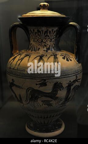 Etruskische Vase (Amphore), 525-490 v. Chr. Ny Carlsberg Glyptotek. Kopenhagen. Dänemark. Stockfoto
