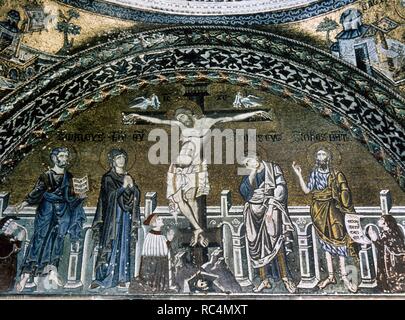 Italien. Venedig. Saint Mark's Basilika. Die Kreuzigung Jesu. 12.-14. Jahrhundert. Mosaik. Stockfoto