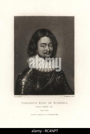 Friedrich V., König von Böhmen, Pfalzgraf, starb 1632. Kupferstich schabkunstblatt von Robert Dunkarton nach einem original Gemälde von Anthonis van Dyck von Samuel Woodburn Porträts von Zeichen Illustre in der britischen Geschichte, London, 1812. Stockfoto