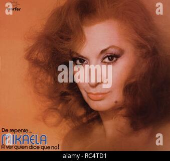 MIKAELA MICAELA RODRIGUEZ CUESTA CANTANTE ESPAÑOLA. SEVILLA 1935 - 1991 PORTADA DE DISCO MARFER. Stockfoto