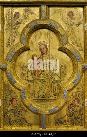 Golden Panel aus st. Ursula, Detail. Köln, C. 1170. Malerei: 15. Jahrhundert und 1844. Eiche, vergoldete Kupfer, Bronze gegossen, mit Emaille, Stuck und deckende Farbe. Museum Schnu Tgen. Köln, Deutschland. Stockfoto