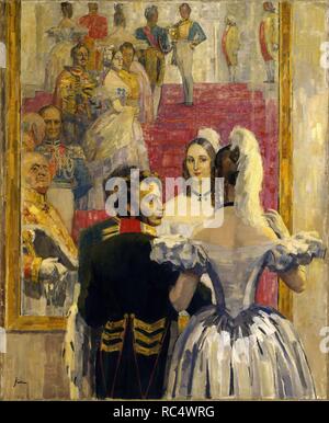 Dichter Alexander Puschkin mit seiner Frau in der Kaiserlichen Anitschkow-palast. Museum: Institut für russische Literatur (Pushkin-House IRLI), St. Petersburg. Autor: uljanov, Nikolai Pawlowitsch. Stockfoto