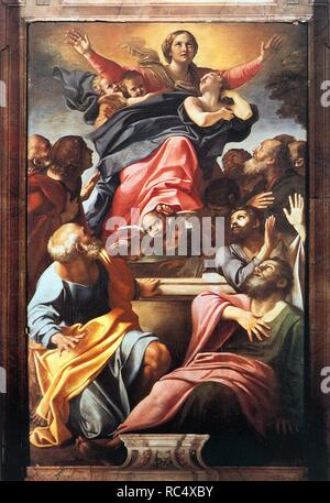 Die Himmelfahrt der Jungfrau Maria. Museum: Santa Maria del Popolo in Rom. Autor: Annibale Carracci. Stockfoto