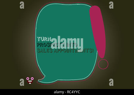 Text Zeichen und zeigt damit die Aussichten in die Termine. Konzeptionelle foto Konvertieren von Leads in Kunden leer Farbe Sprechblase Umrissen mit Excla Stockfoto