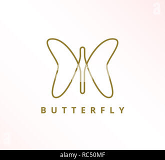 Einfache minimalistische Elegante durchgehende Linie Schmetterling Symbol vektor Logo Design Template Stockfoto
