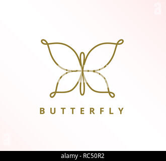 Einfache minimalistische Elegante durchgehende Linie Schmetterling Symbol vektor Logo Design Template Stockfoto