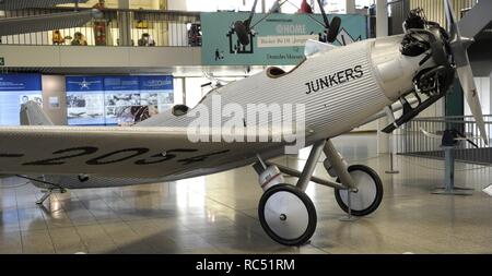 Junkers A50 war eine deutsche Sportflugzeug der 1930er Jahre, auch genannt der A50 Junior. A50ci D-2054 im Deutschen Museum München. Stockfoto