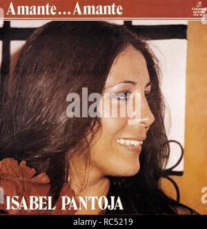 PANTOJA, Isabel. MARIA ISABEL PANTOJA MARTIN. CANTANTE ESPAÑOLA. SEVILLA. PORTADA DE DISCO' AMANTE, AMANTE' 1981. Stockfoto