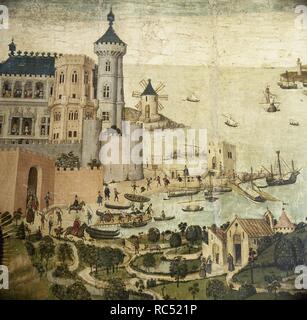 Gothic. Altarbild von Sant Jordi von Pere Nicart. Detail. Hafen von Palma. 15. Jahrhundert. Diözesan-Museum. Palma. Mallorja. Balearischen Inseln. Spanien. Stockfoto