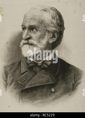 Giuseppe Verdi (1813-1901). Italienischer Komponist. Kupferstich von Rico in die spanische und American Illustration des 19. Jahrhunderts. Stockfoto