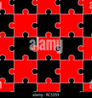 Nahtlose Muster mit schwarzen und roten Rätsel. Mosaik Hintergrund. Muster für essbare Vereisung Blätter für die Kuchen. Stock Vektor