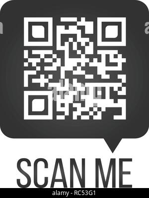 QR-Code in Sprechblasen, mich Konzept scan, Vektor Icon oder Symbol isoliert auf weißem Stock Vektor