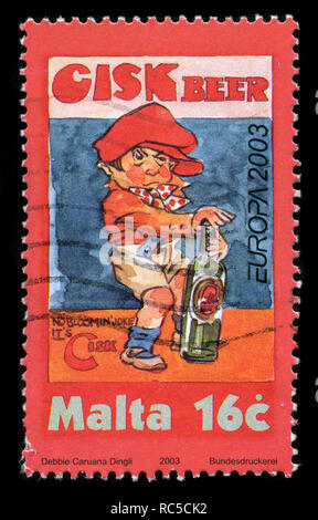 Briefmarke aus Malta im Europa (C.E.P.T.) 2003 - Poster Serie Stockfoto