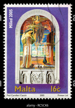 Briefmarke aus Malta in der Weihnachtszeit (2005) Serie Stockfoto