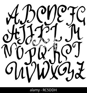 Grunge alten Stiftes gothic Font. Blackletter script. Vector Illustration. Stock Vektor