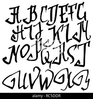 Grunge alten Stiftes gothic Font. Blackletter script. Vector Illustration. Stock Vektor