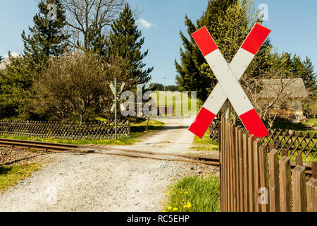 Kreuzung Schienen Stockfoto