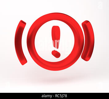3D-Rendering. Rote Bremswarnleuchte Symbol, Dash Board. Stockfoto