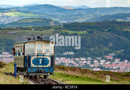 Viktorianische Straßenbahn auf Great Orme in Llandudno North Wales. Stockfoto