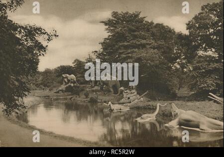 "Wo die Tiere der Urgeschichte lauern am See im Schlosspark', c 1935. Schöpfer: Unbekannt. Stockfoto